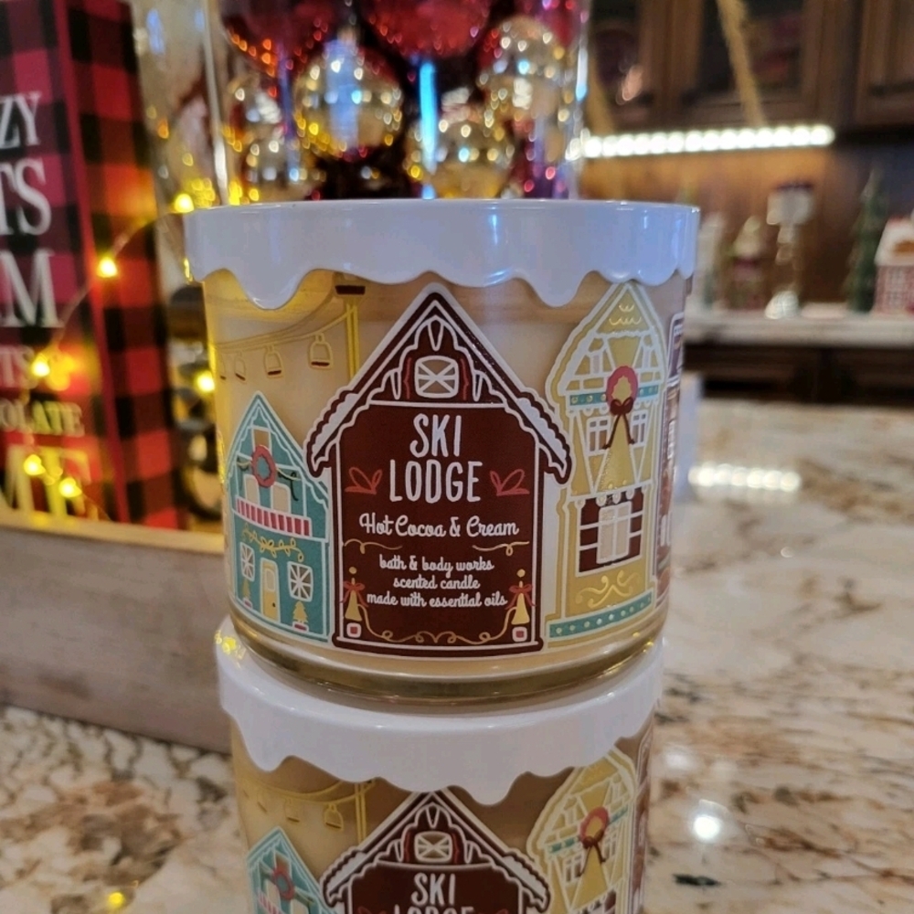 New Bath & Body Works Ski Lodge Candles Lot Of Two Hot Cocoa & Cream - Picture 2 of 2